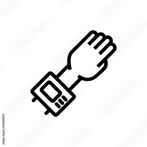 hand with electric display tonometer icon vector. hand with electric display tonometer sign. isolated contour symbol illustration