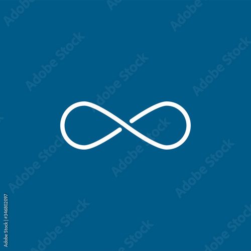 Infinity Line Icon On Blue Background. Blue Flat Style Vector Illustration