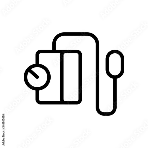 blood pressure monitor with cuff and pear icon vector. blood pressure monitor with cuff and pear sign. isolated contour symbol illustration