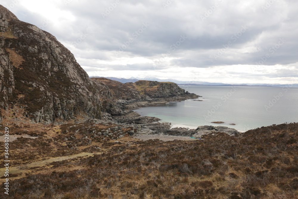 A small white sand beach in the highlands. 