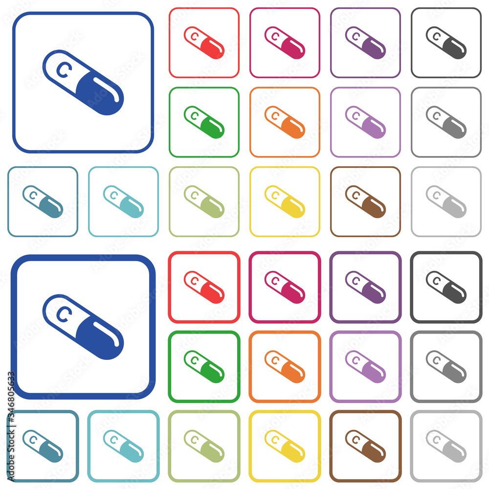 Vitamin C outlined flat color icons Vitamin C outlined flat color icons