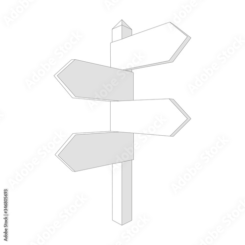 Vector blank direction signpost sign arrow icon isolated on background