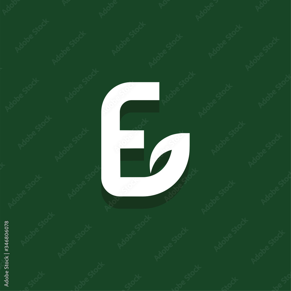 Vector Leaf Letter Design E Vector Leaf Letter Design E