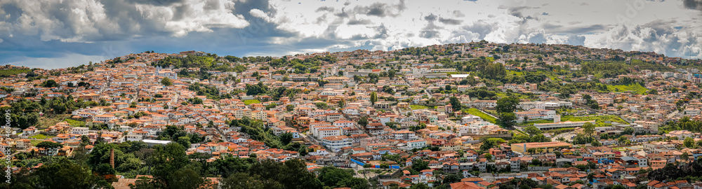 Aerial view panorama with sunshine  and clouds, Diamantina, Minas Gerais, Brazil
