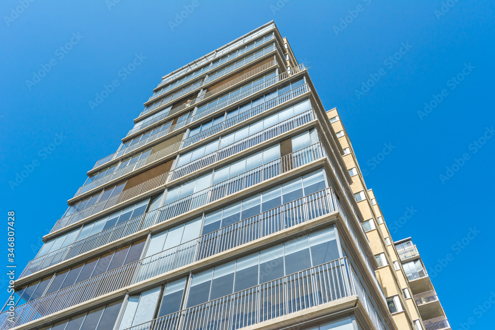 Modern Luxury Scandinavia Apartment Building Blue Sky Facade Home Residential Structure Modern Luxury Scandinavia Apartment Building Blue Sky Facade Home Residential Structure