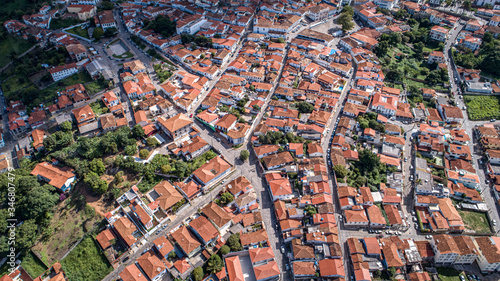 Aerial view of the historic center in sunshine of Diamantina, Minas Gerais, Brazil
