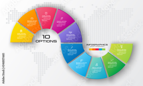Timeline infographic template,Business concept with 10 options,Vector illustration.