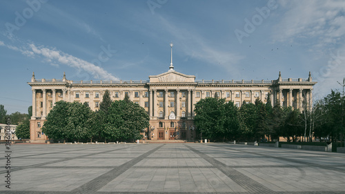 Mykolaiv Ukraine City Council Building. City Hall at Soborna Square. Ukrainian Architecture. Sunny morning. photo