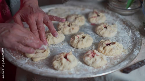 Preparing a dough for baking sweet pastries photo