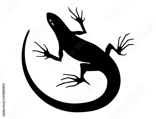 Silhouette of a lizard. Tattoo, logo, sign, vector illustration