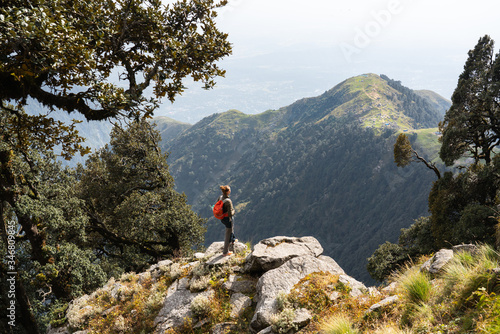 Women hiker in the mountains of India