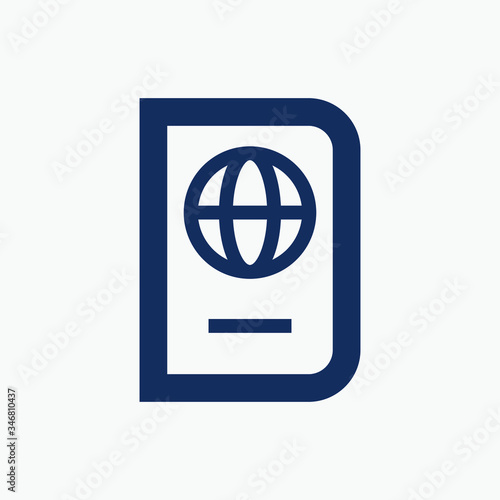 World passport with line vector minimalistic icon. Legal tourism pay vector symbol. Document cover icons set for web design. Travel concept flat icons for app design. Id emigration sign