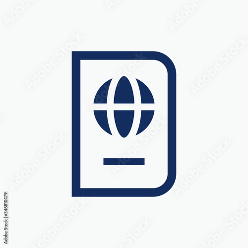 World passport with line vector minimalistic icon. Legal tourism pay vector symbol. Document cover icons set for web design. Travel concept flat icons for app design. Id emigration sign