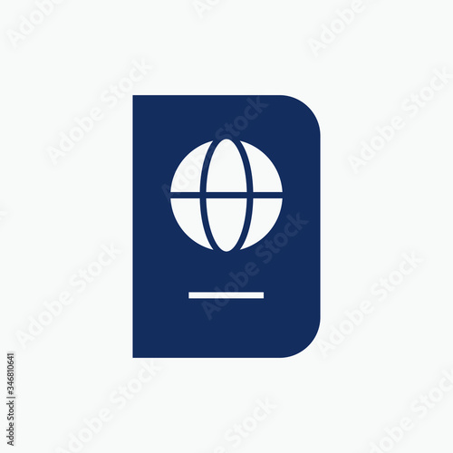 World passport with line vector minimalistic icon. Legal tourism pay vector symbol. Document cover icons set for web design. Travel concept flat icons for app design. Id emigration sign