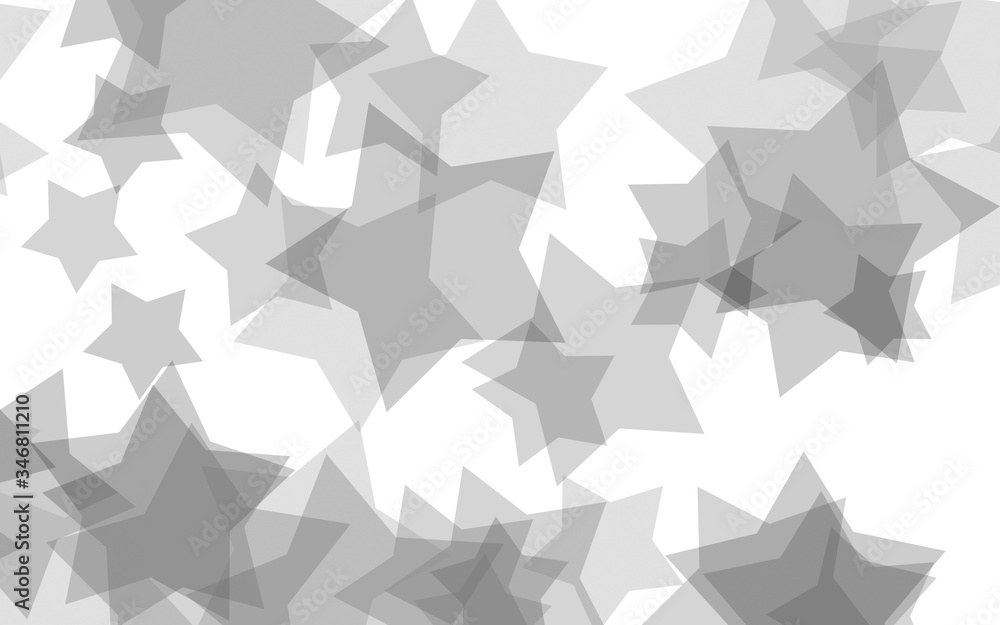 Gray translucent stars on a white background. Gray tones. 3D illustration Gray translucent stars on a white background. Gray tones. 3D illustration