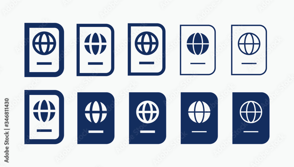 World passport with line vector minimalistic icon. Legal tourism pay vector symbol. Document cover icons set for web design. Travel concept flat icons for app design. Id emigration sign World passport with line vector minimalistic icon. Legal tourism pay vector symbol. Document cover icons set for web design. Travel concept flat icons for app design. Id emigration sign