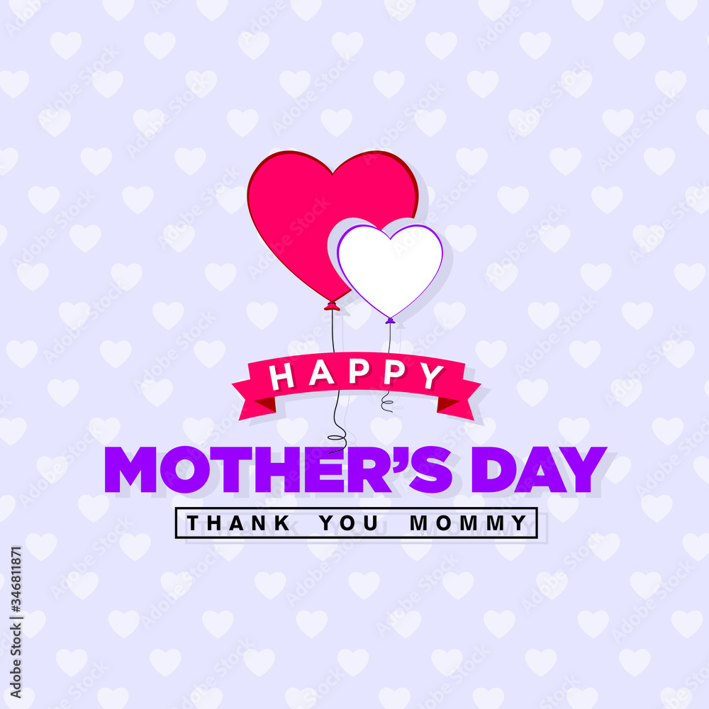 Happy Mother's Day Banner - Love you Mom - Illustration