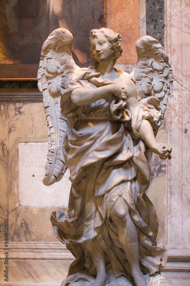 Obraz premium Rome, 10.11.2019, temple of all the Gods-Pantheon, interior, Basilica of Saint Mary and the Martyrs (Santa Maria ad Martires), statue of an angel