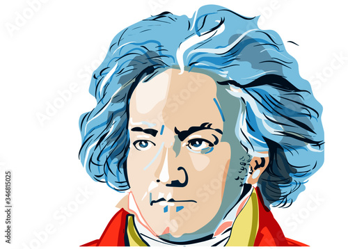 colored portrait of Ludwig van Beethoven