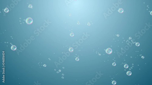 Wallpaper Mural Water bubbles floating in the air, against blue gradient Torontodigital.ca