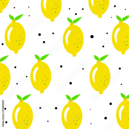 Fototapeta Naklejka Na Ścianę i Meble -  Fresh lemons Seamless pattern illustration, summer fruit vector