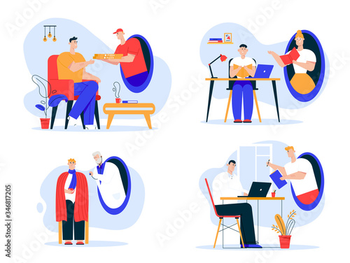 Vector character illustration of futuristic life scenes teleportation