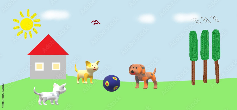 pets family in the garden pets family in the garden