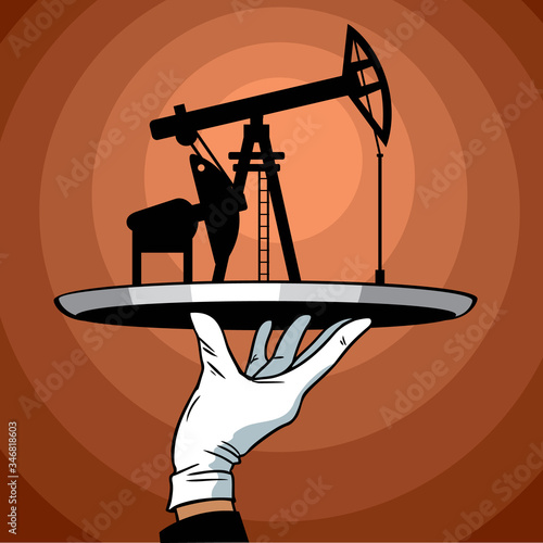 Oil production. Oil rigs, sales, falling oil and gas prices. Stock market crisis due to the coronavirus epidemic. Ecology, land resources.