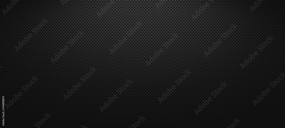 Vector carbon fiber texture. Dark background with lighting.