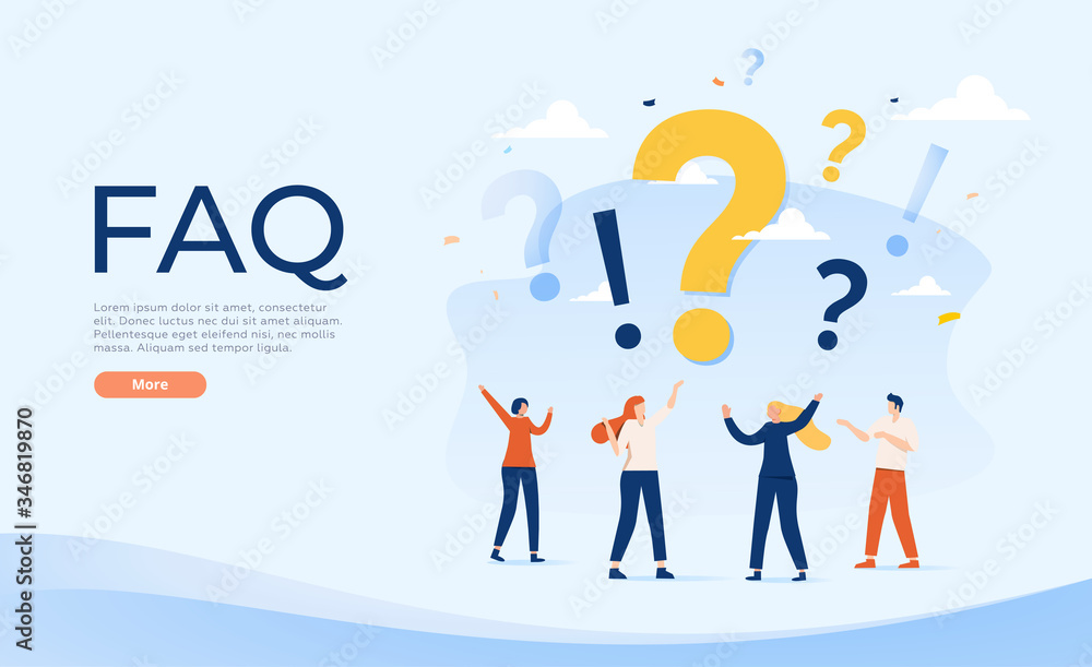 People Characters Standing near Exclamations and Question Marks. Woman and Man Ask Questions and receive Answers. People Characters Standing near Exclamations and Question Marks. Woman and Man Ask Questions and receive Answers.