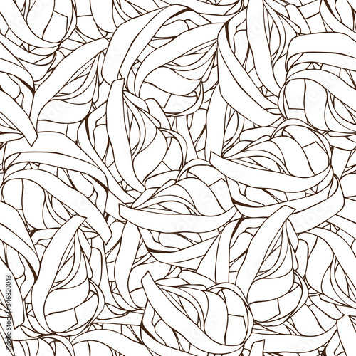 Italian pasta pattern, fettuccine seamless vector background