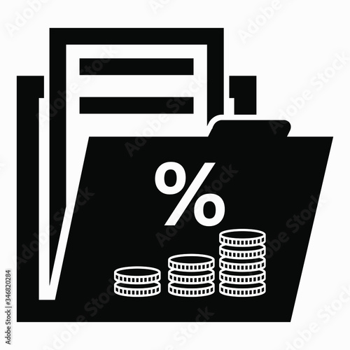 Icon folder and gold money. Financial documents. Deposit deposit. Bank accounts Vector icon.