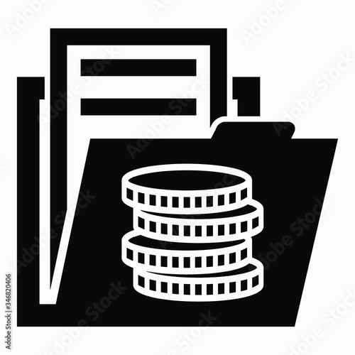 Icon folder and gold money. Financial documents. Deposit deposit. Bank accounts Vector icon.