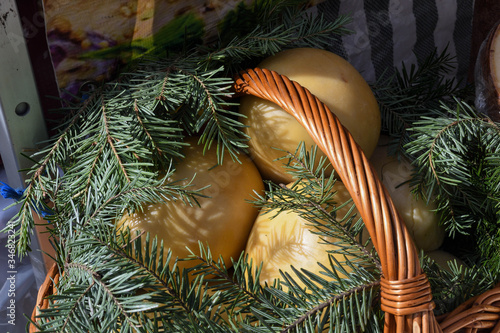 Branza de burduf, traditional sheep's milk cheese from south of Transilvania, Romanian cheese photo