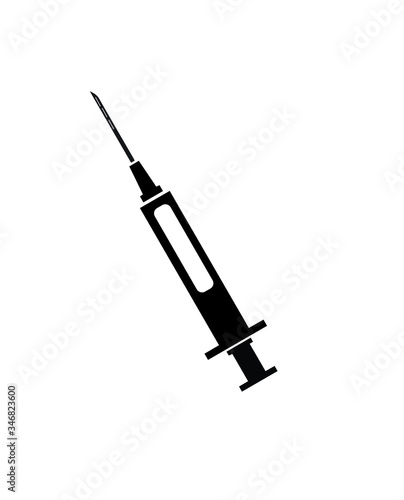 Syringe, injection icon vector, filled flat sign, solid pictogram isolated on white. Symbol, logo illustration
