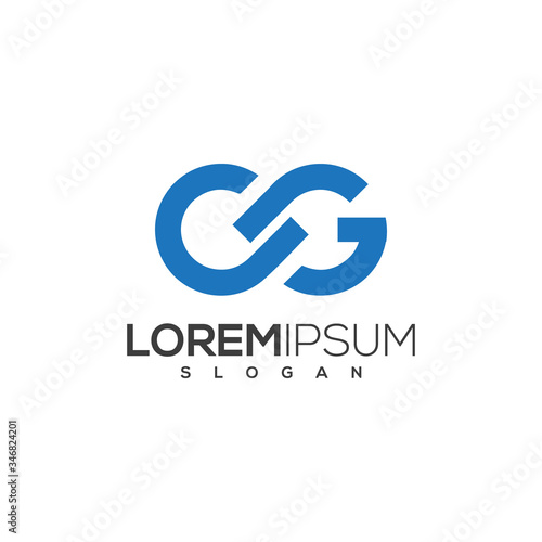 Initial letters cg, round linked chain shape lowercase logo modern design blue.