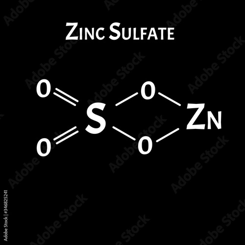 Zinc sulfate is a molecular chemical formula. Zinc infographics. Vector illustration on isolated background.