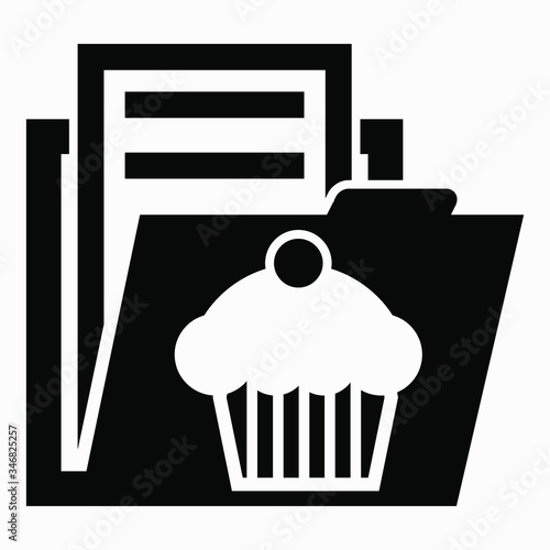 Folder and cake icon. Dessert menu. Vector icon