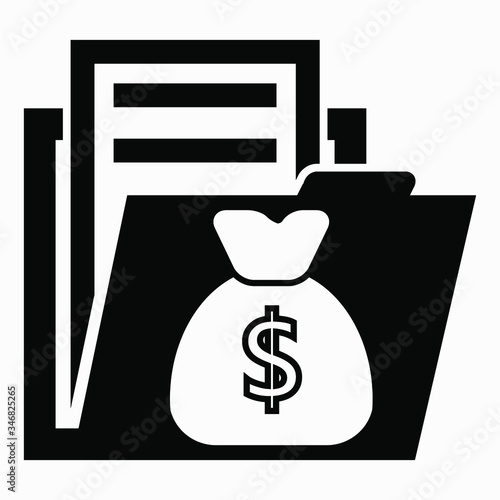 Icon folder and gold money. Financial documents. Deposit deposit. Bank accounts Vector icon.