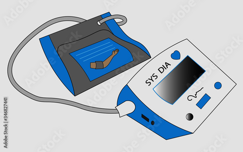Blood pressure measuring device. Isolated on white.