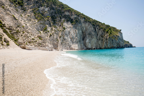 Empty beach on the Ionian sea, Lefkada island, Greece