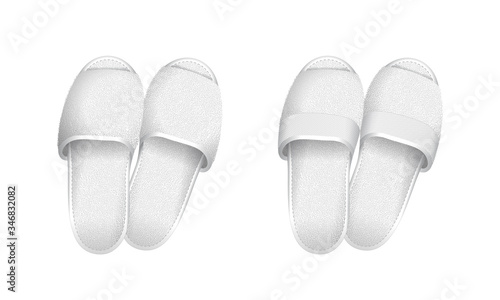 Deux paires de claquettes en éponge blanche, pour homme et pour femme, confortable pour la salle de bain, le spa, ou le sauna.