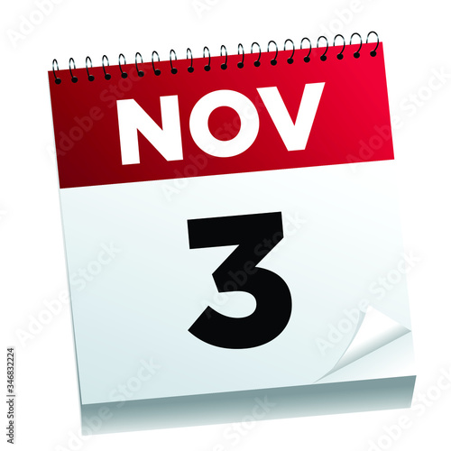 November 3rd on a calendar page - illustrated.