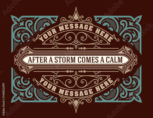 Vintage label with floral elements