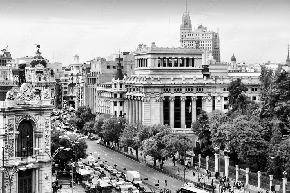 Madrid. Black and white retro style.
