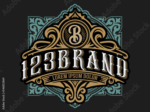 Vintage label with floral elements