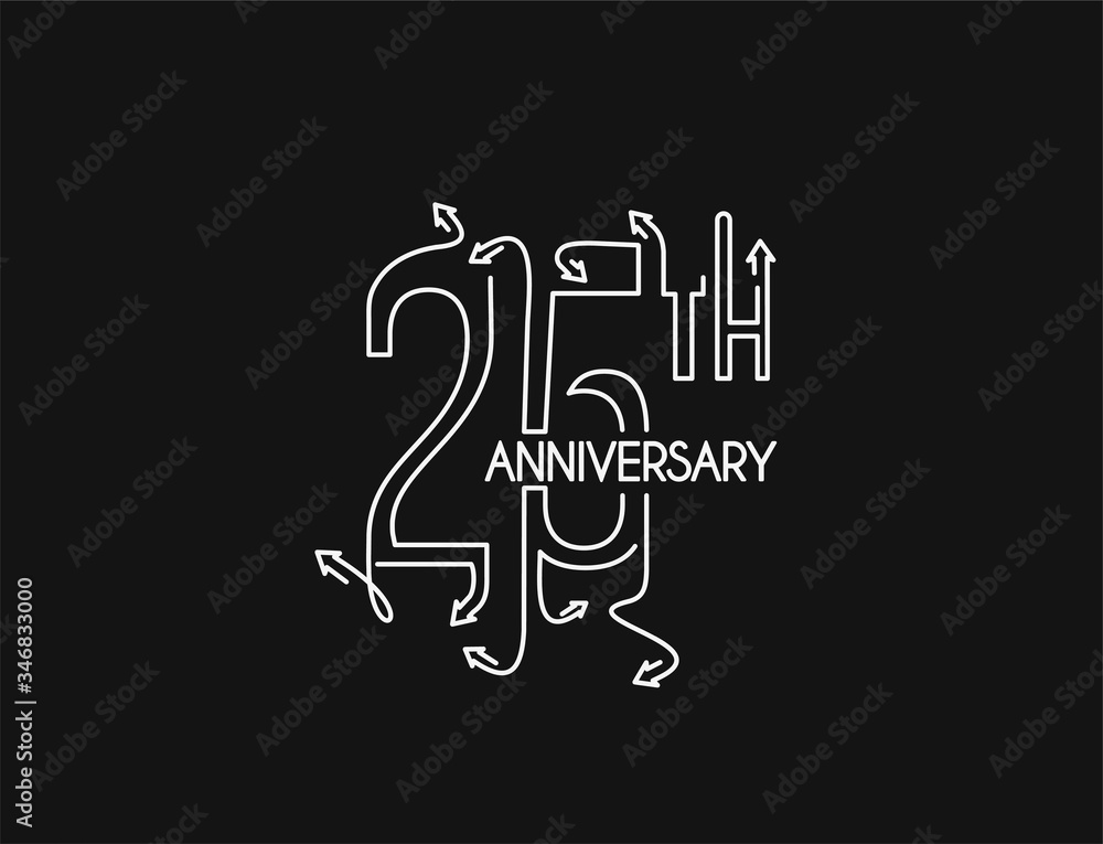 Naklejka premium 25th Years Anniversary Celebration vector illustration.
