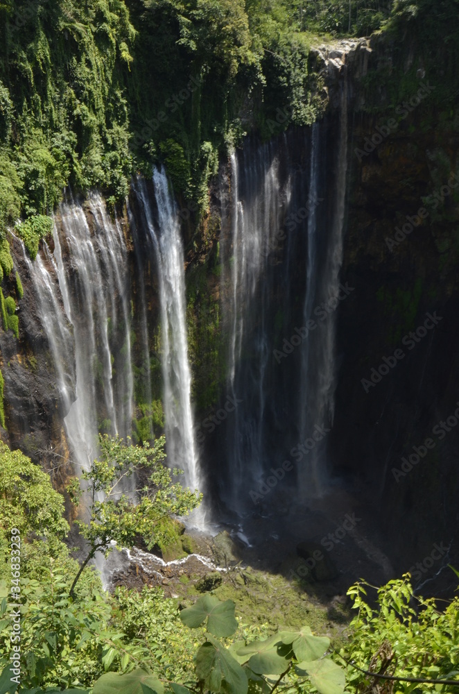 Beautiful autumn landscape waterfall in indonesia