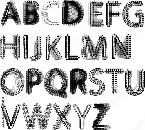 vector industrial style font design