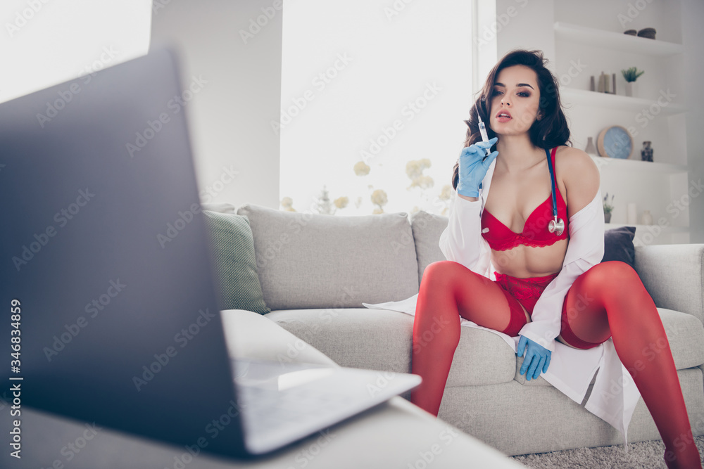 You've been bad boy. Photo of hot lady work home sit couch spread legs  online